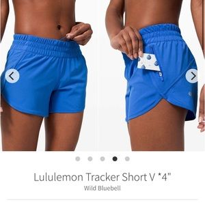 Lululemon tracker short 4” wild bluebell size 6